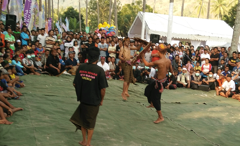 Presean, a traditional ratan stick fighting in Lombok