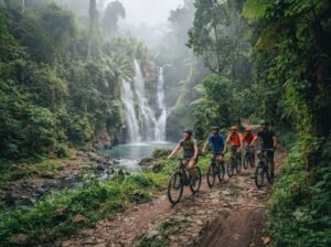 Lombok bike tour waterfall