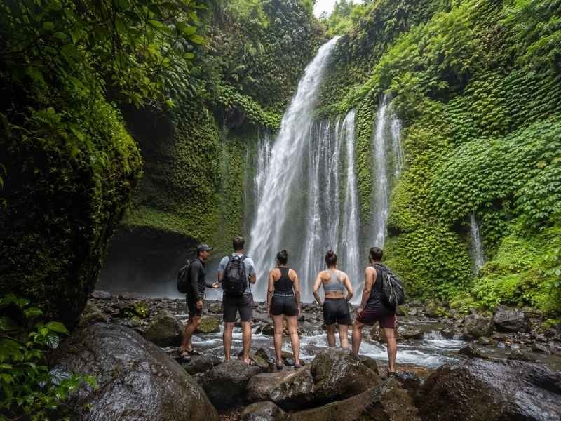 Lombok waterfall tour at Tiu Kelep Waterfall in Senaru