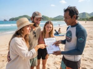 how Lombok surfing lesson booking