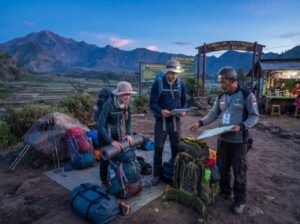 preparing hiking Mount Rinjani.