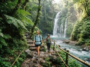 walking near Sendang Gile and Tiu Kelep waterfalls in Lombok