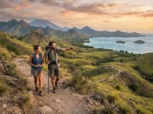 Couple traveling through the natural landscapes of Sumbawa