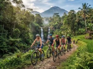 Lombok bike tour waterfall