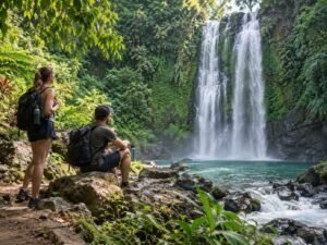 Responsible waterfall travel experience in Lombok