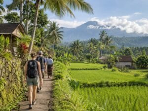 Tetebatu village walk through green countryside in Lombok