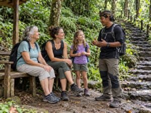 Children and older travelers at Sendang Gile